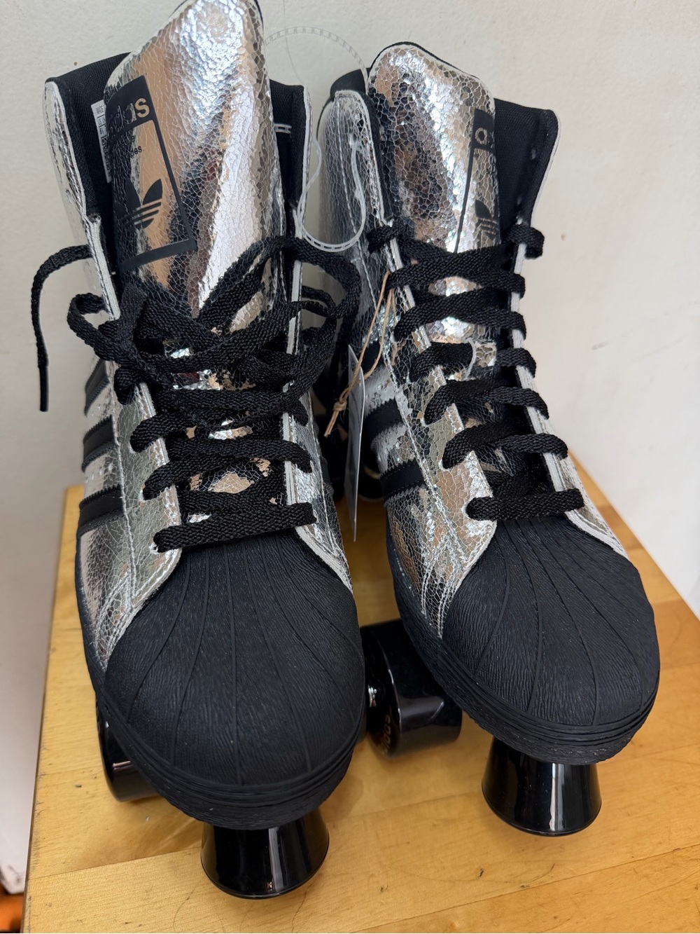 Adidas Silver and Black High-Top Roller Skate Sneakers - Picture 8 of 9